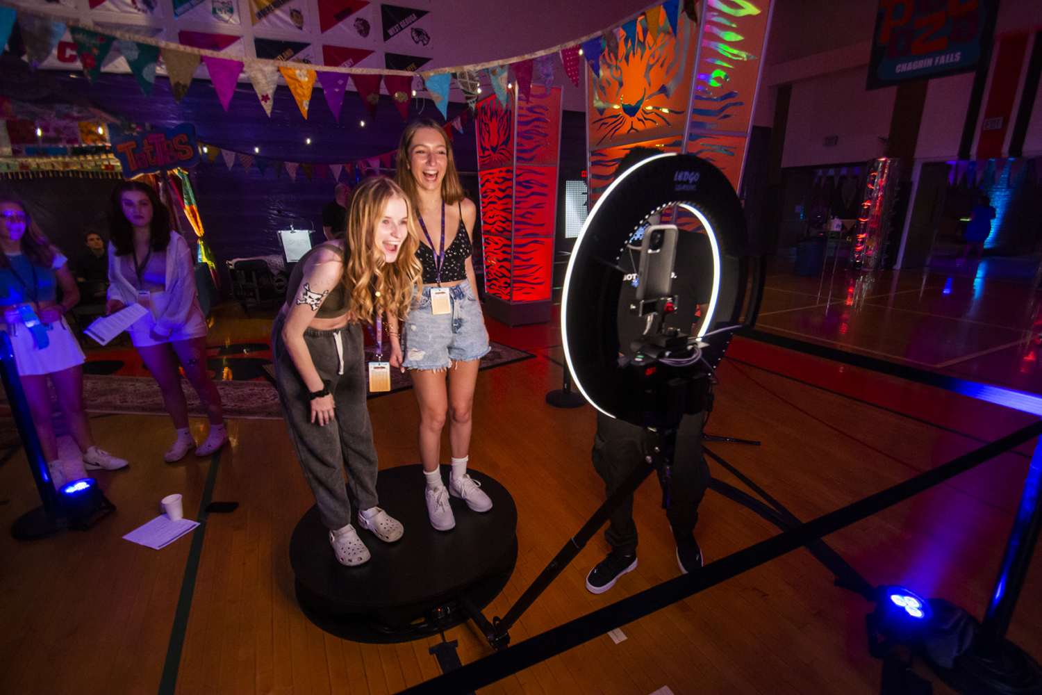 Photo of high schoolers in 360 booth