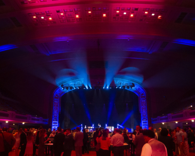 Image of blue and red holiday lighting